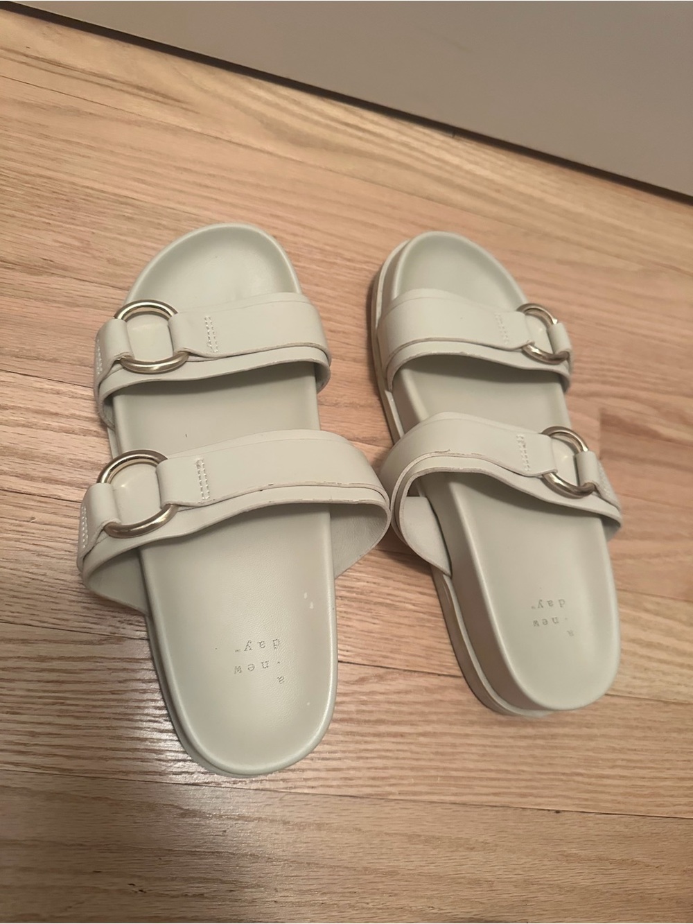 a new day Cream Double-Buckle Slide Sandals